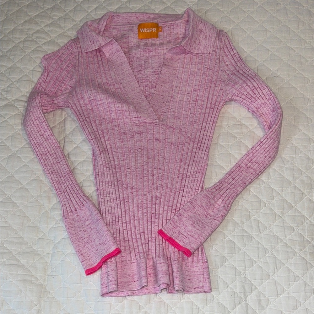 Pink Ribbed Knit Sweater by WISPR